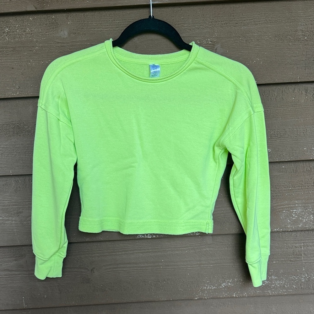 Yogalicious Girls Vibrant Lime Long Sleeve Terry Cropped Sweatshirt size M